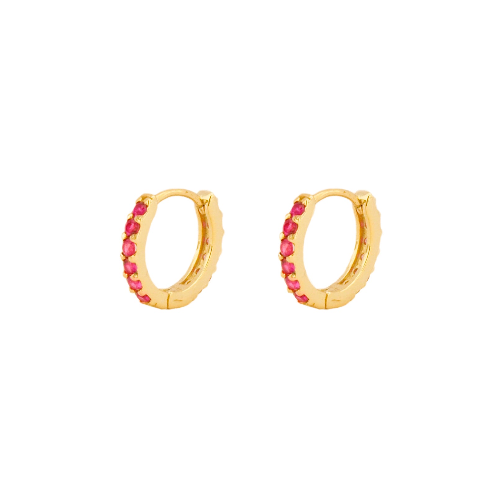 Pink zirconia hoop gold - ByMirelae