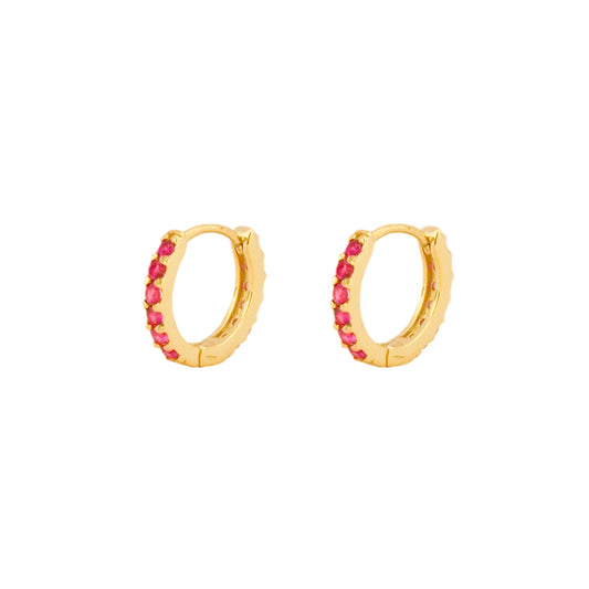 Pink zirconia hoop gold - ByMirelae