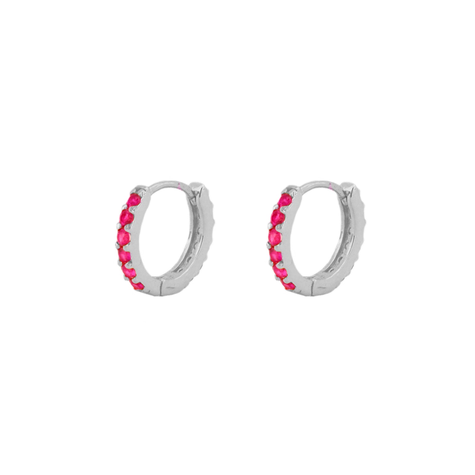 Pink zirconia hoop silver - ByMirelae