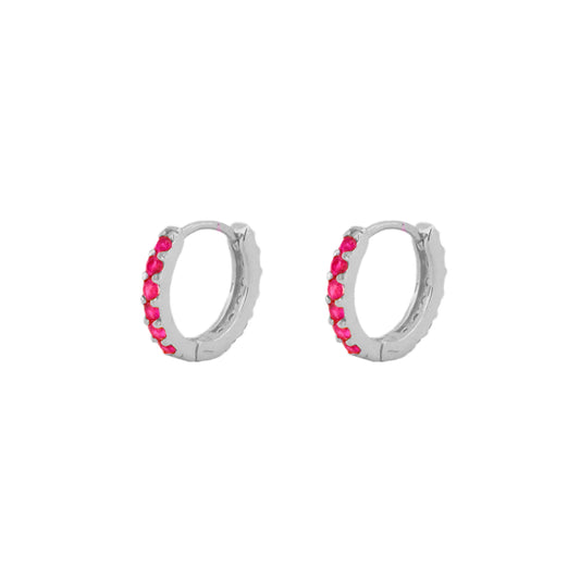 Pink zirconia hoop silver - ByMirelae
