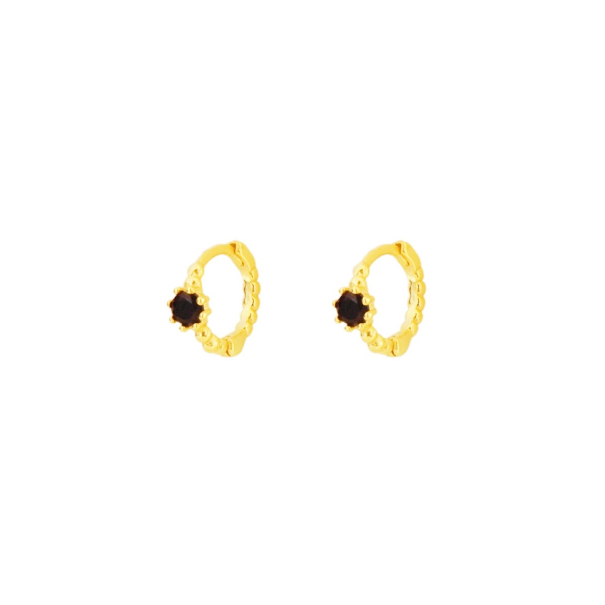 Black zirconia shiny hoop gold - ByMirelae