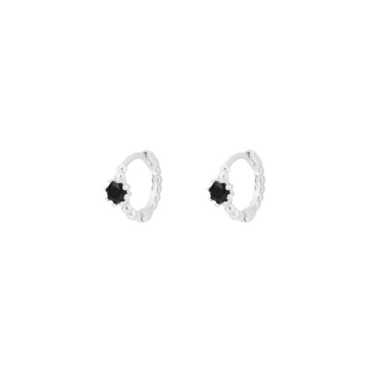 Black zirconia shiny hoop silver - ByMirelae