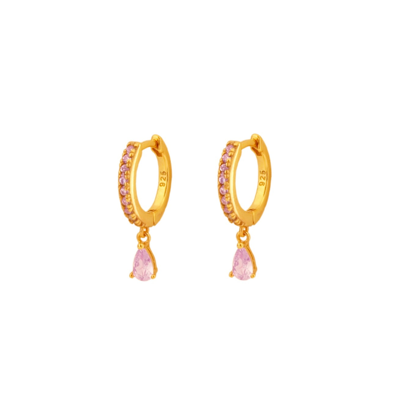 Light violet zirconia tear hoop gold - ByMirelae