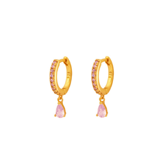 Light violet zirconia tear hoop gold - ByMirelae