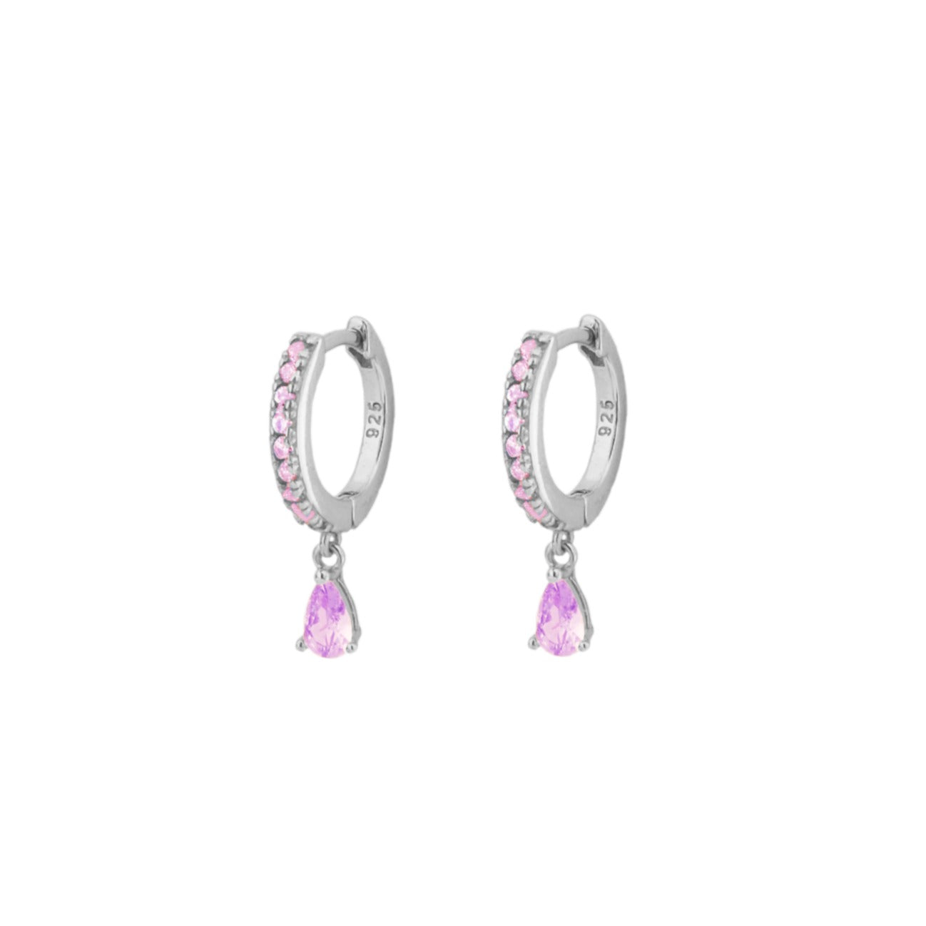 Light violet zirconia tear hoop silver - ByMirelae
