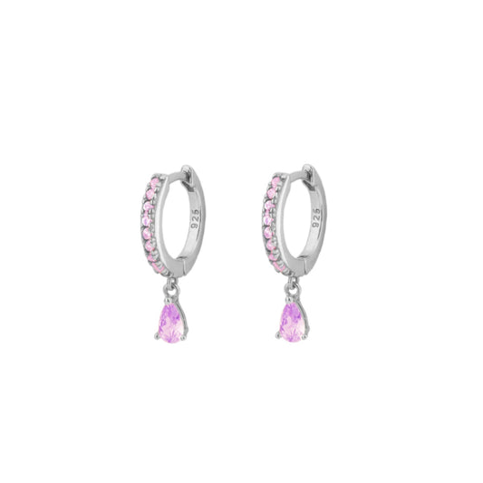Light violet zirconia tear hoop silver - ByMirelae