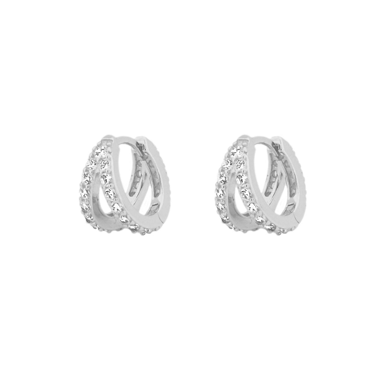 Double zirconia hoop silver - ByMirelae