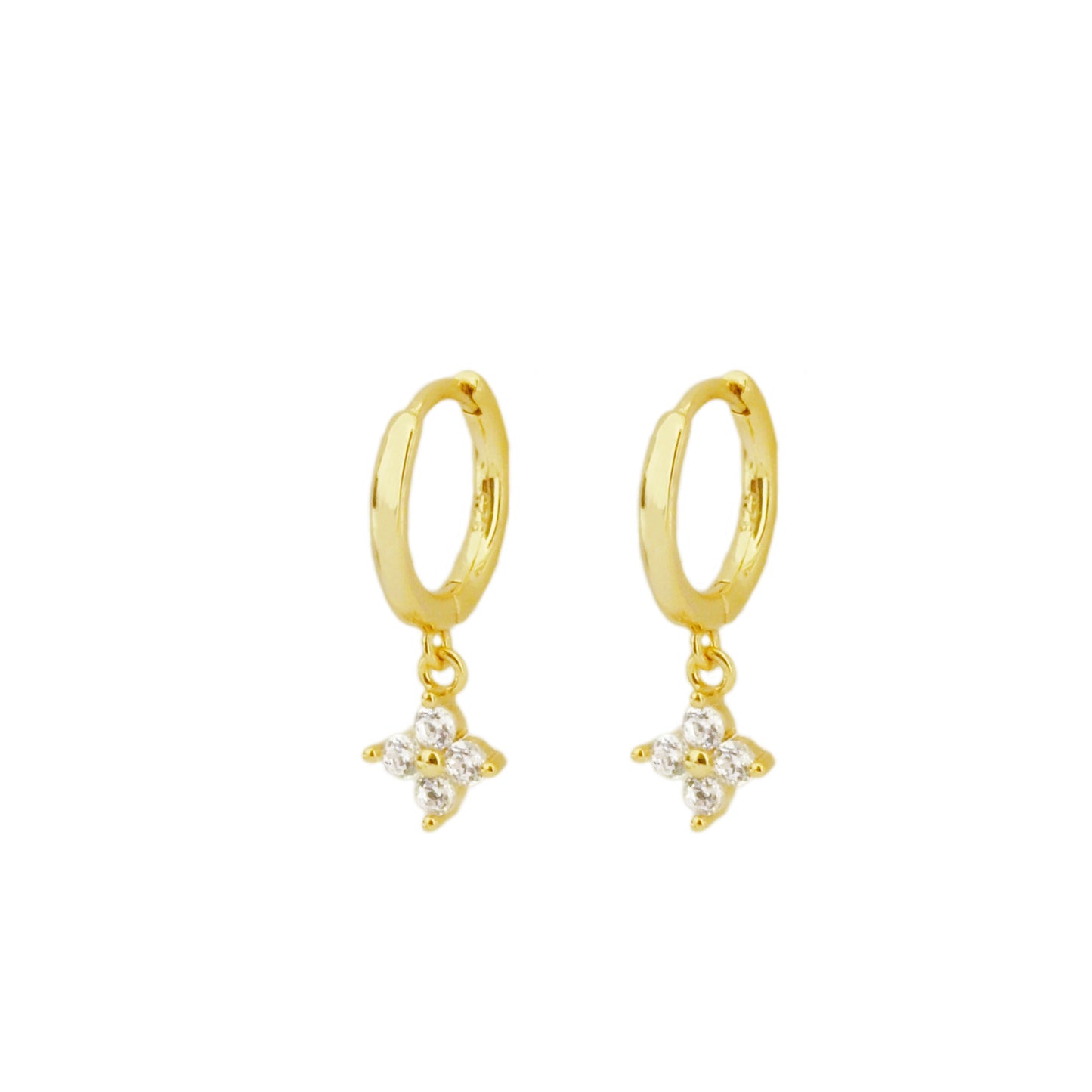White zirconia flower hoop gold - ByMirelae