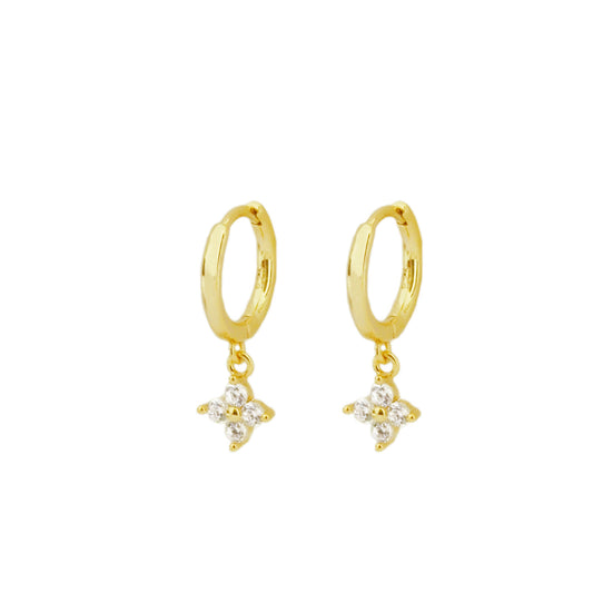 White zirconia flower hoop gold - ByMirelae
