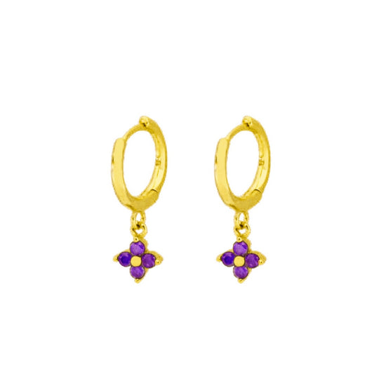 Violet zirconia flower hoop gold
