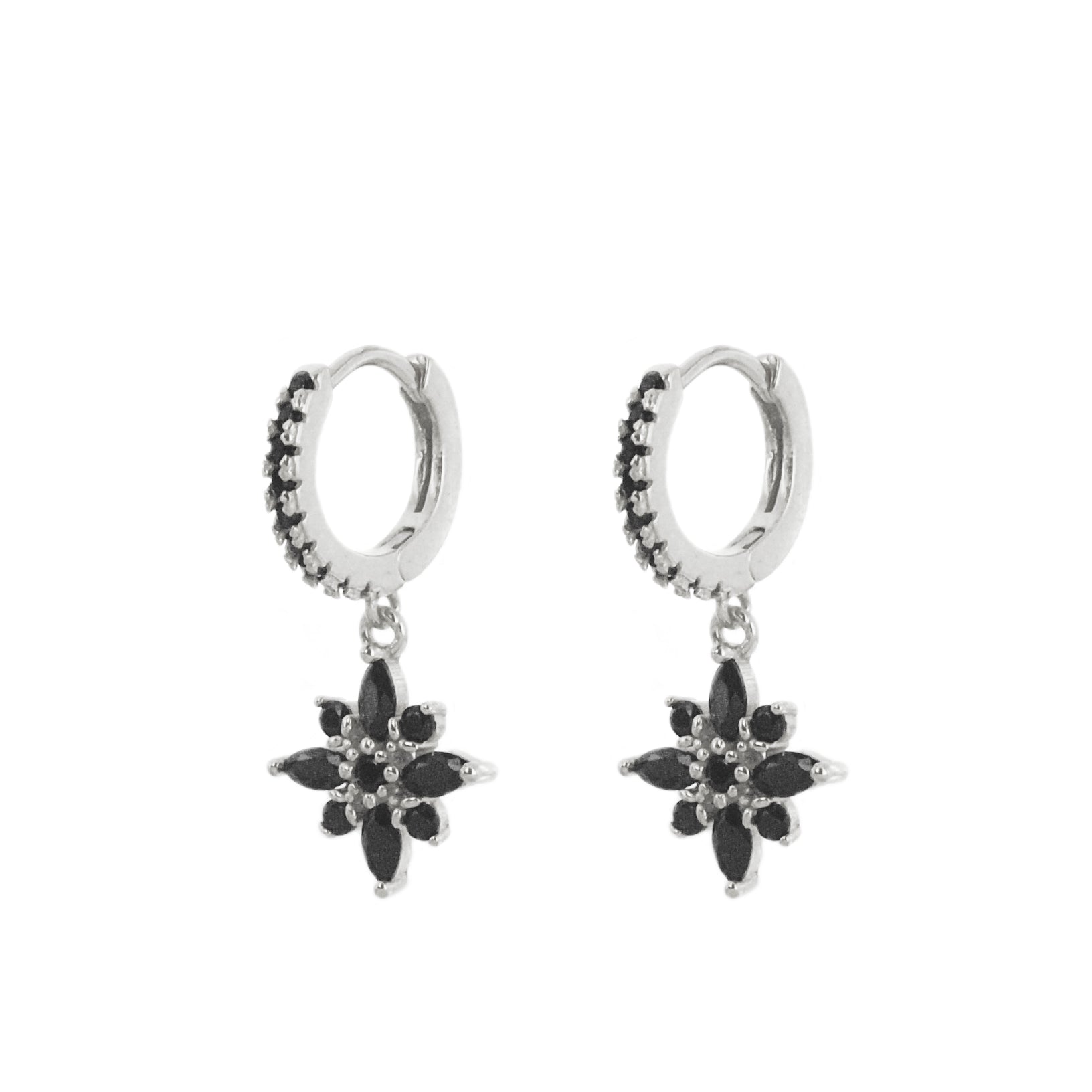 Black zirconia star hoop silver - ByMirelae