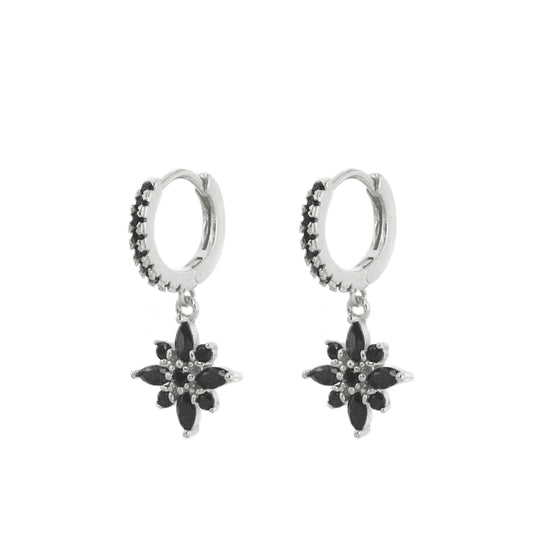 Black zirconia star hoop silver - ByMirelae