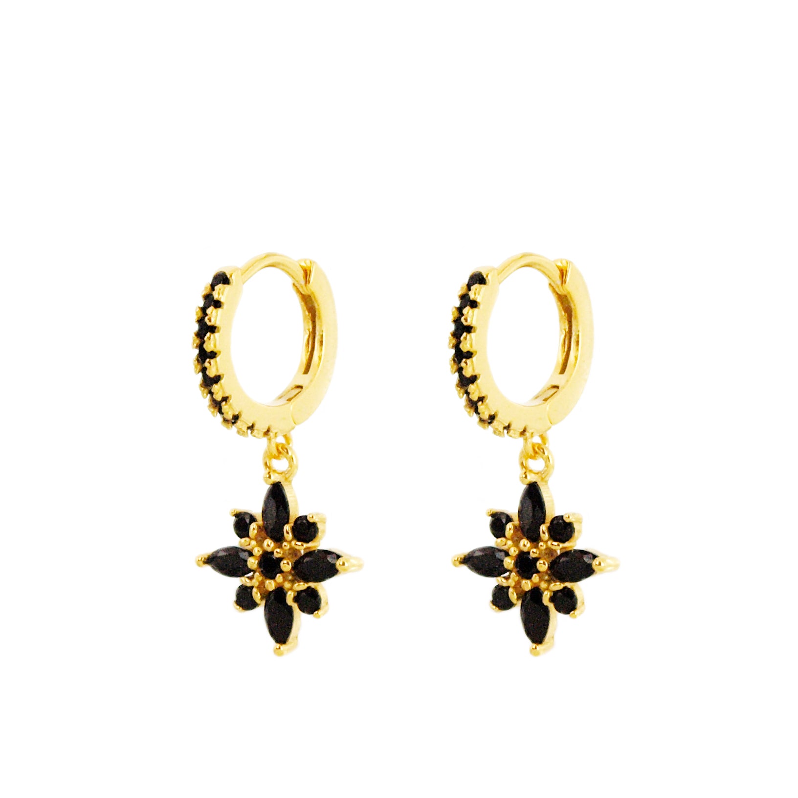 Black zirconia star hoop gold - ByMirelae