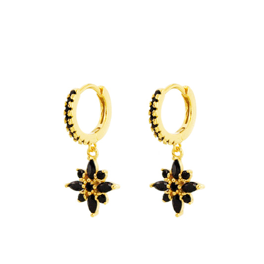 Black zirconia star hoop gold - ByMirelae