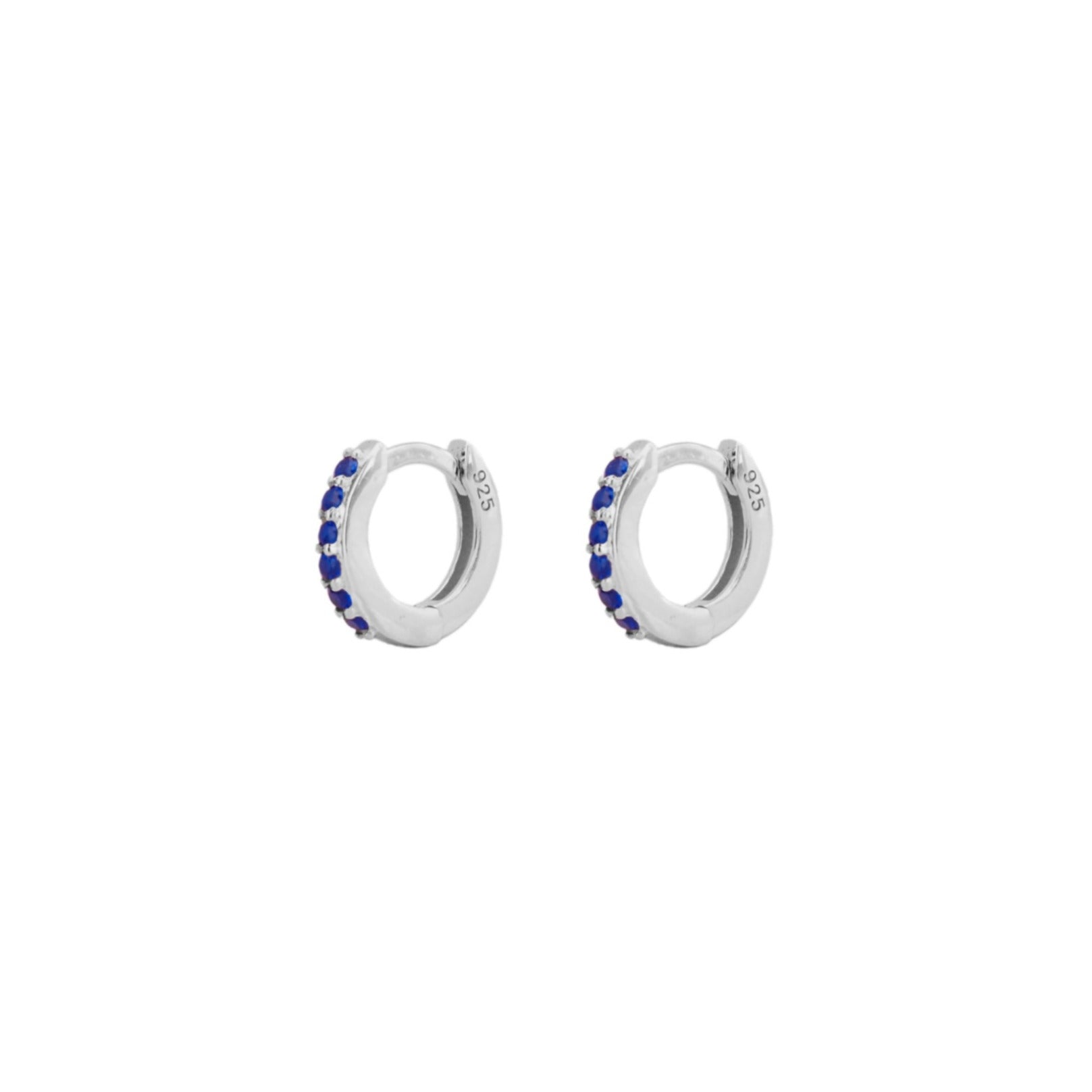 Blue zirconia mini hoop silver - ByMirelae