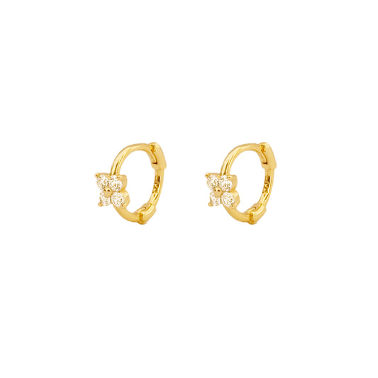 White zirconia flower mini hoop gold - ByMirelae