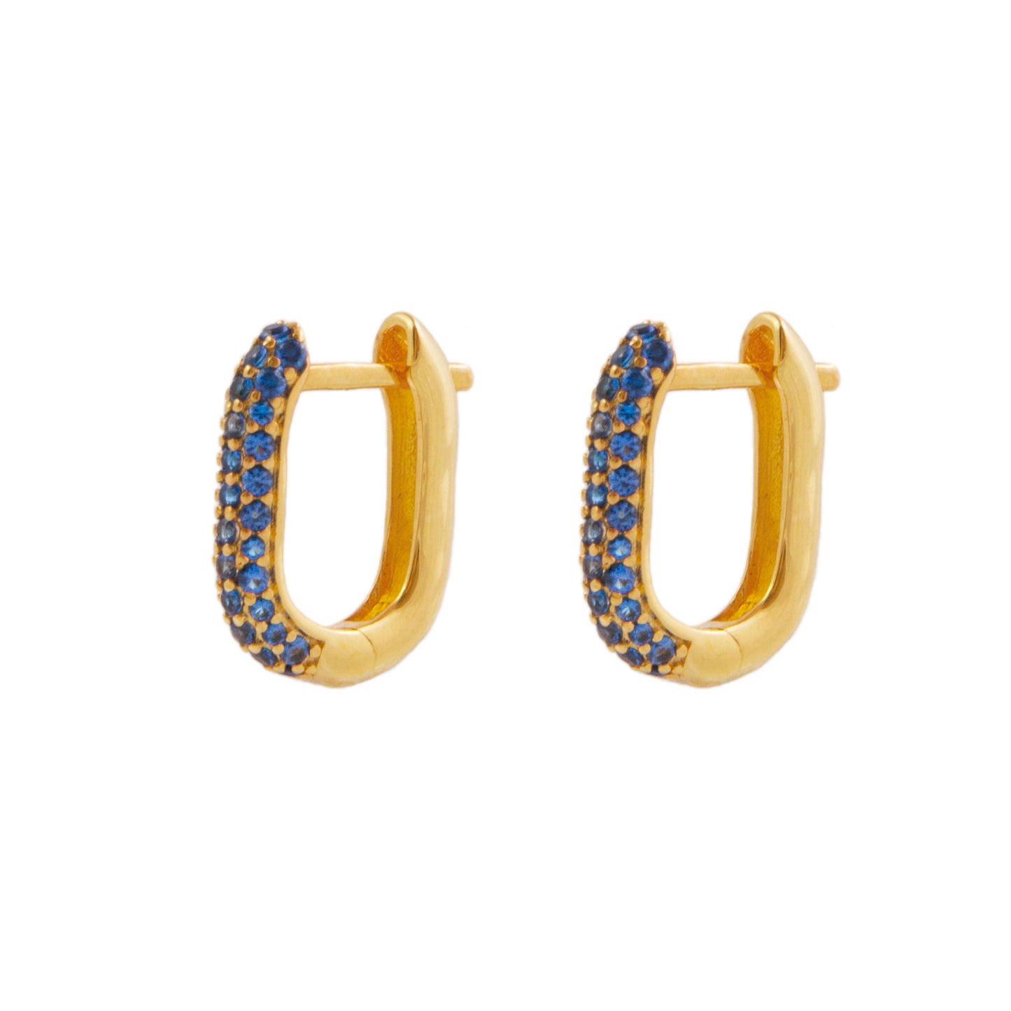 Blue zirconia oval hoop gold