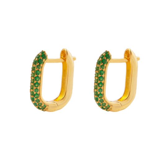 Green zirconia oval hoop gold