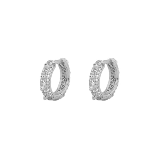 Big zirconia spike hoop silver - ByMirelae