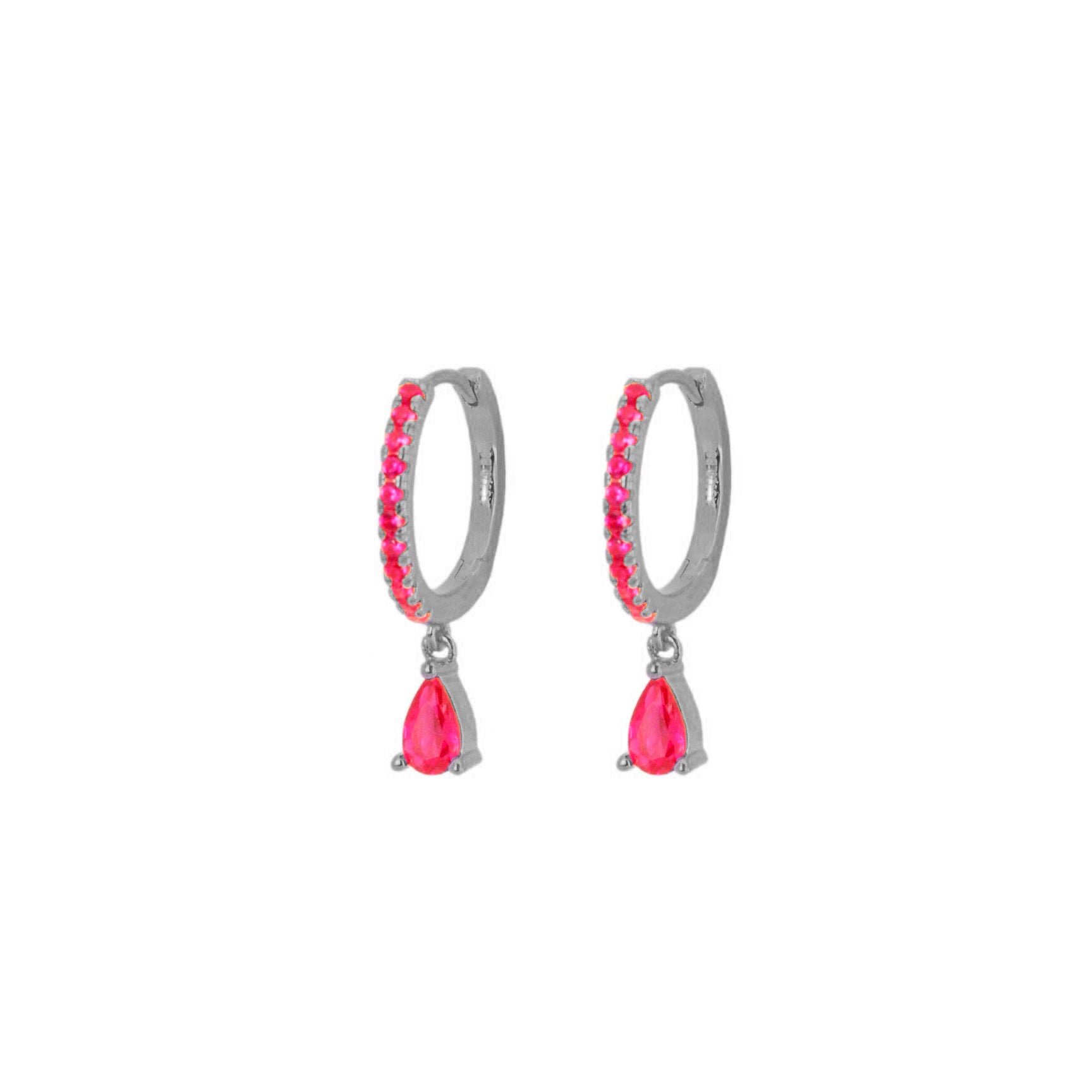 Pink tear hoop silver - ByMirelae
