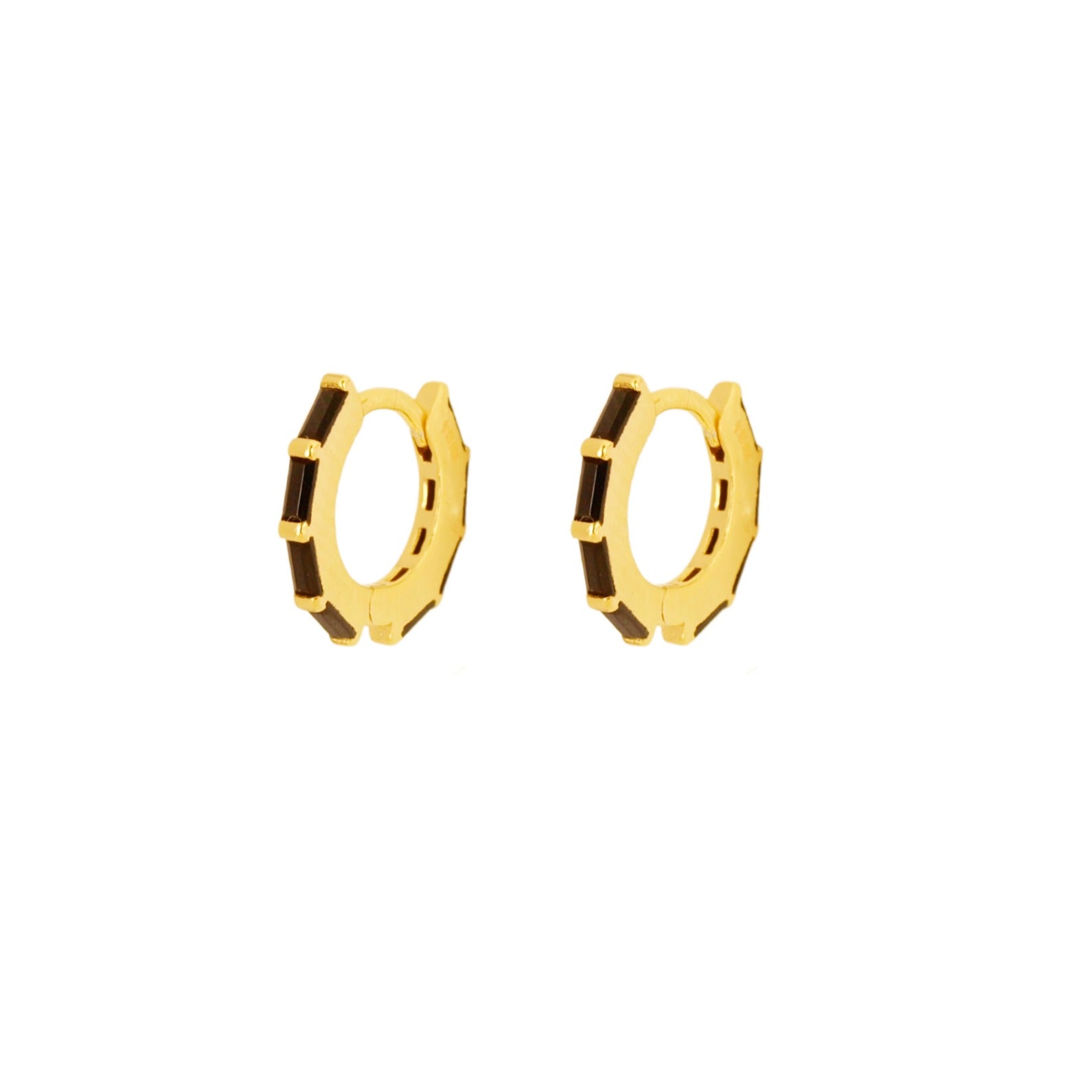Black zirconia baguettes hoop gold - ByMirelae