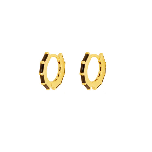 Black zirconia baguettes hoop gold - ByMirelae