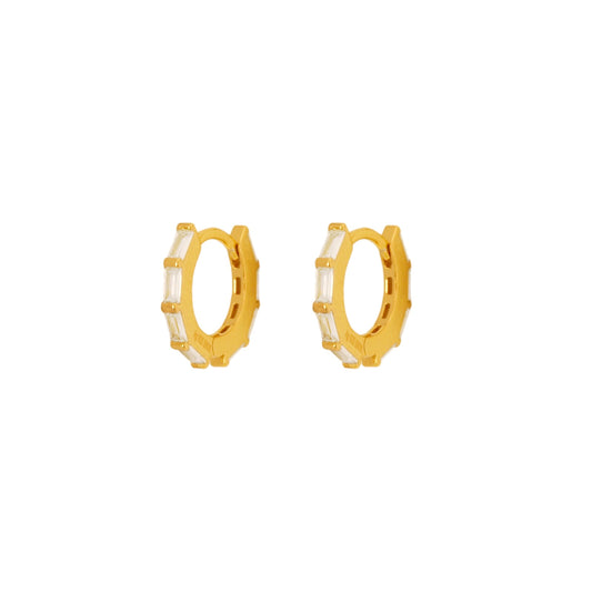 White zirconia baguettes hoop gold - ByMirelae