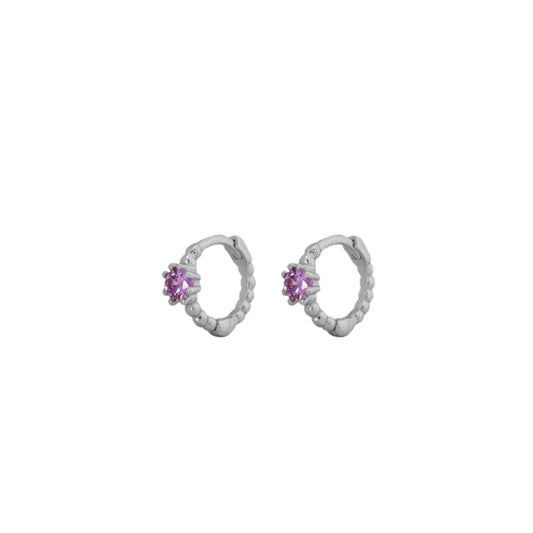 Violet zirconia shiny hoop silver - ByMirelae