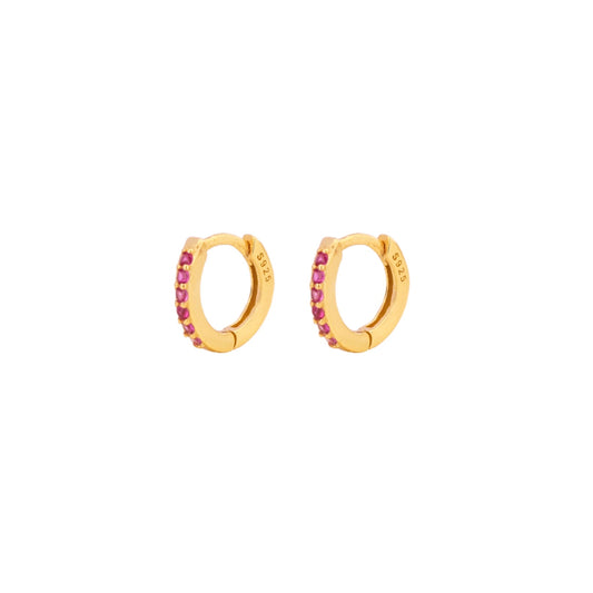 Pink zirconia mini hoop gold - ByMirelae