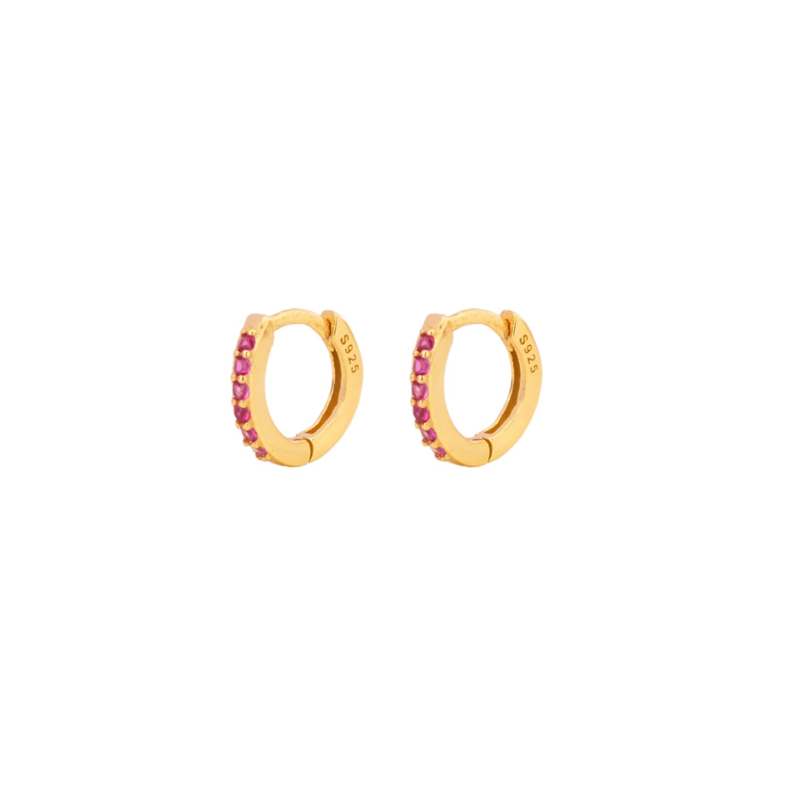 Pink zirconia mini hoop gold - ByMirelae