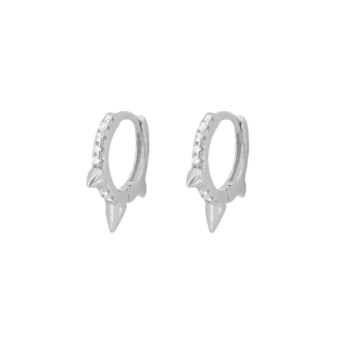 White zirconia spike hoop silver - ByMirelae