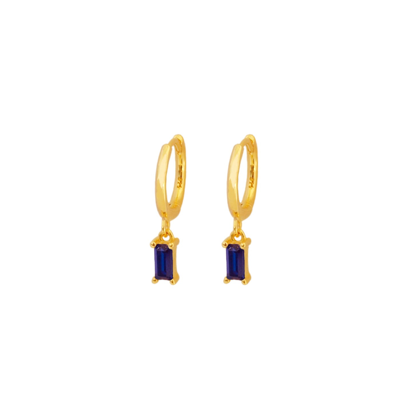 Blue zirconia rectangle hoop gold - ByMirelae