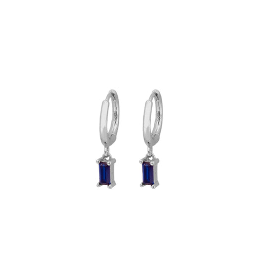 Blue zirconia rectangle hoop silver - ByMirelae