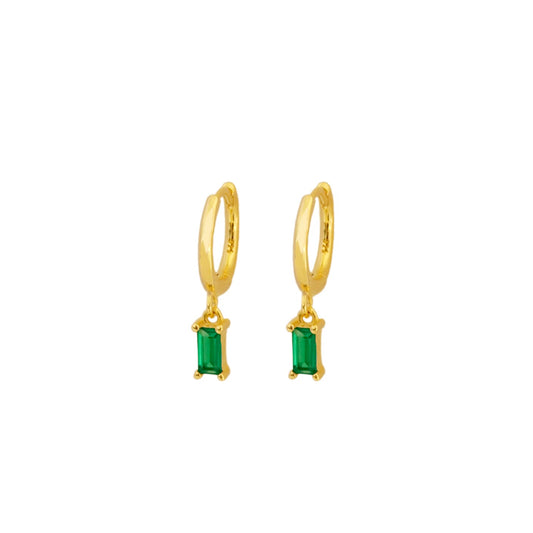 Green zirconia rectangle hoop gold - ByMirelae