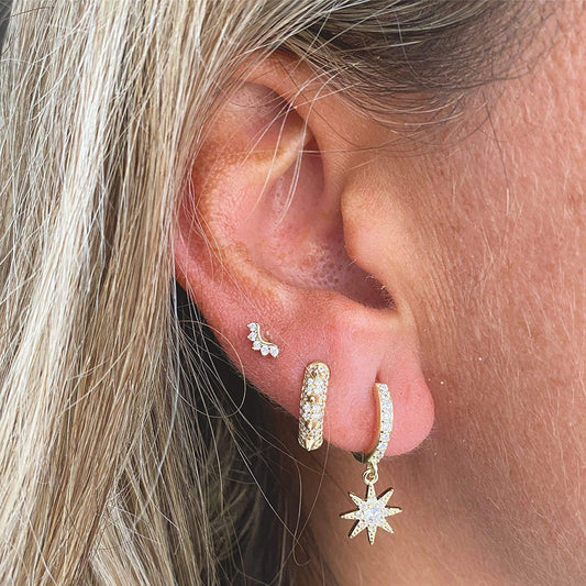 Big zirconia spike hoop gold