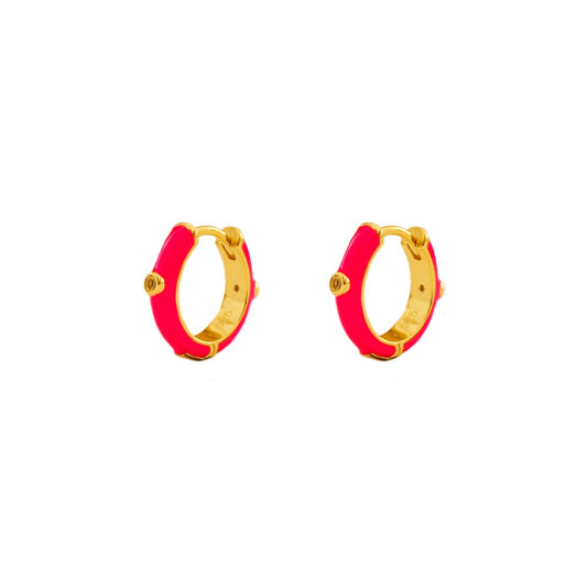 Fucsia enamel hoop gold - ByMirelae