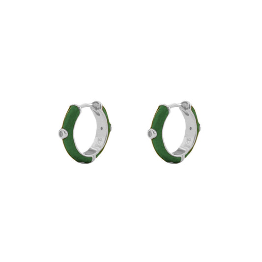 Green enamel hoop silver