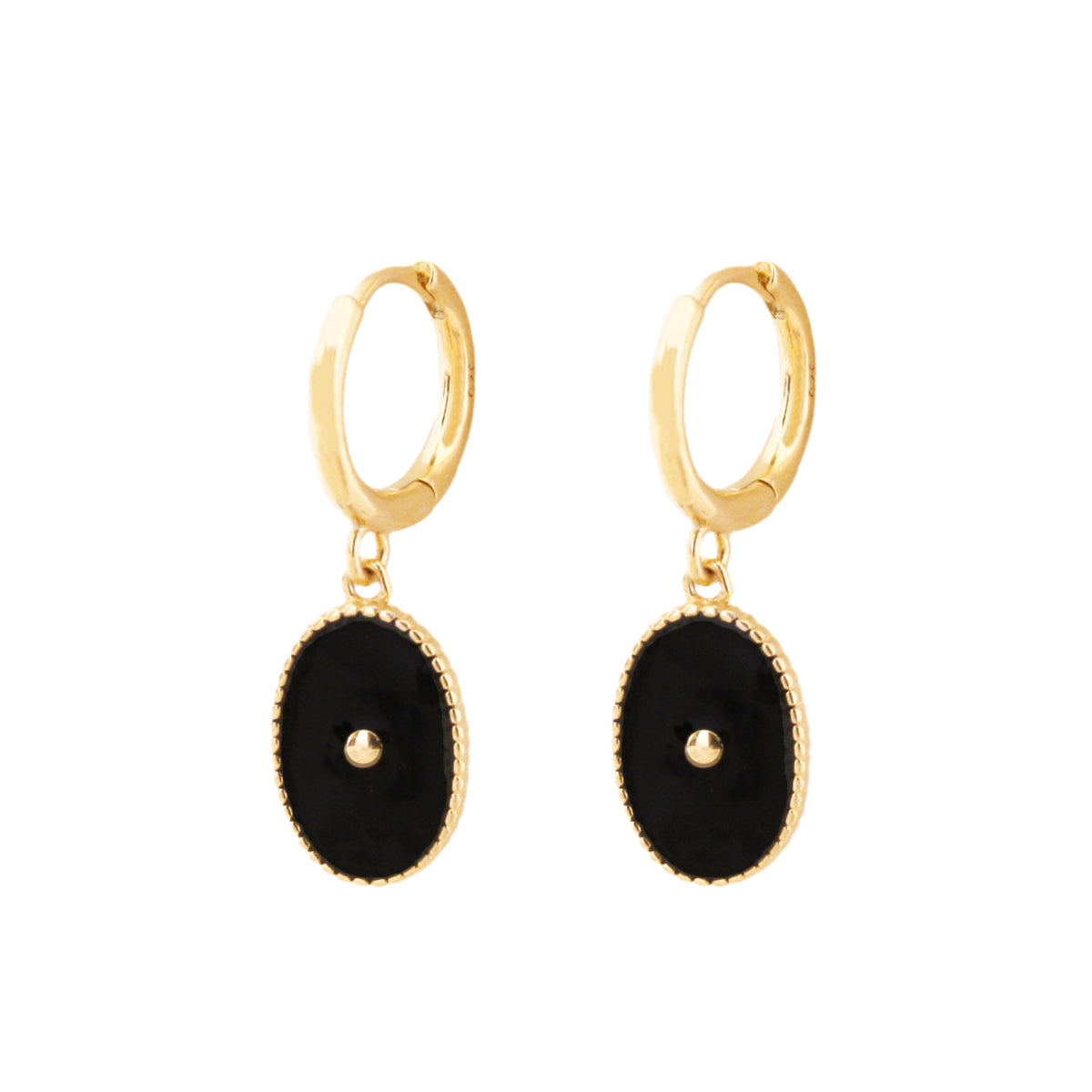 Black oval hoop gold - ByMirelae