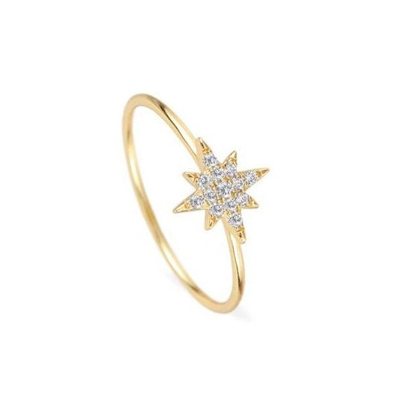 Big zirconia star ring gold