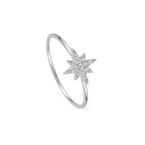 Big zirconia star ring silver
