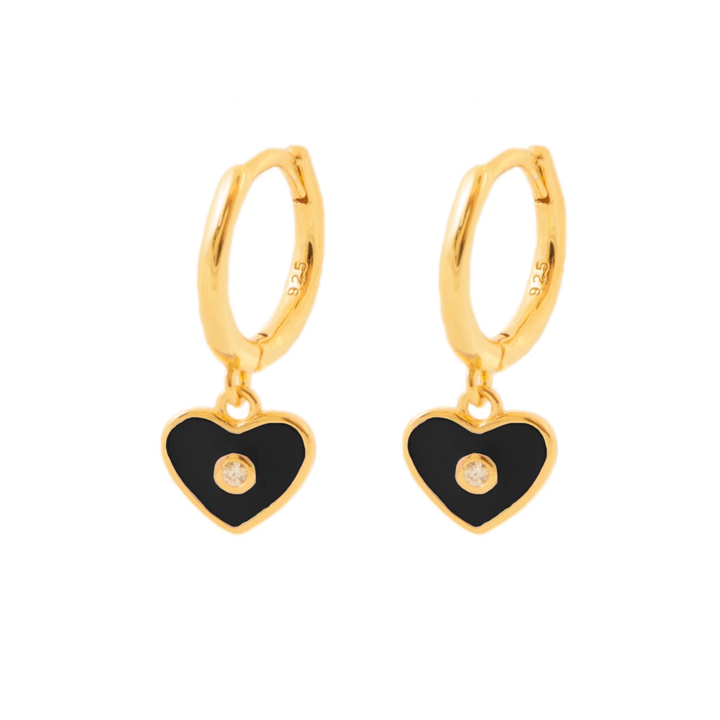 Black enamel heart gold