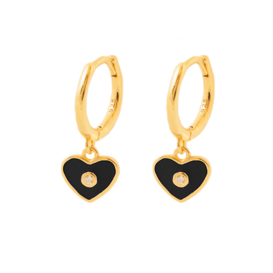 Black enamel heart gold