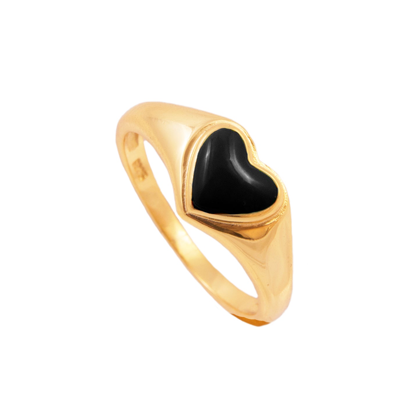 Black enamel heart gold