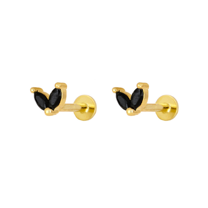 Black zirconia petals piercing gold