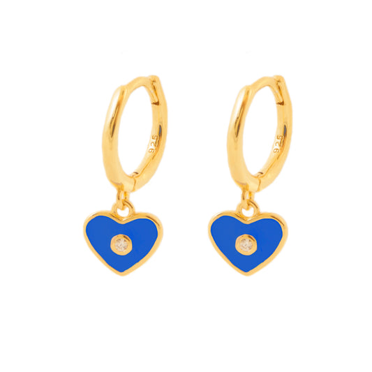 Blue enamel heart gold