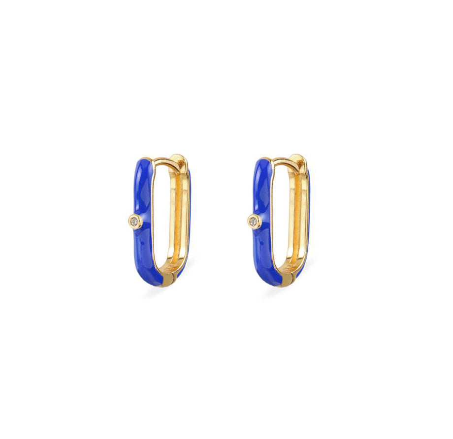 Blue enamel oval hoop gold