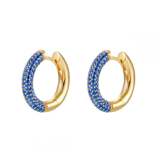 Blue zirconia tubular hoop gold