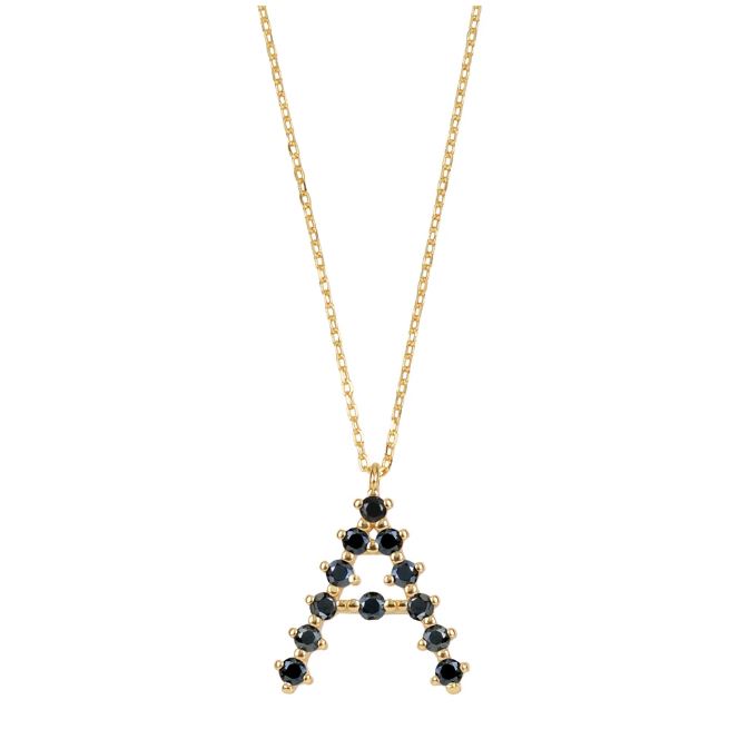 Black zirconia initial gold - ByMirelae