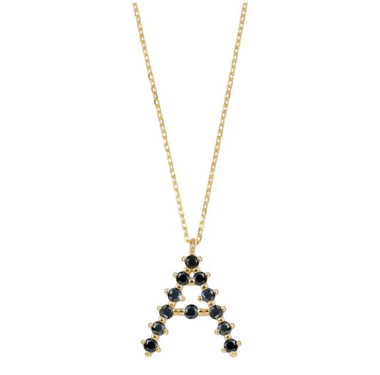 Black zirconia initial gold - ByMirelae