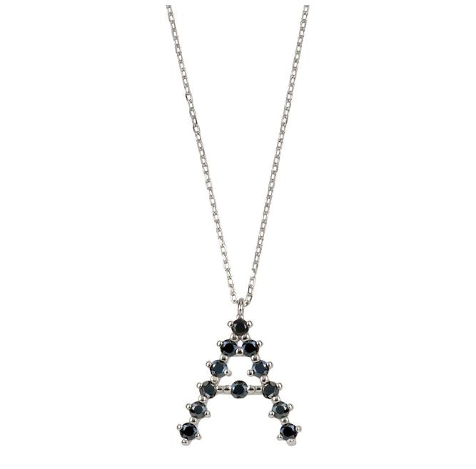 Black zirconia initial silver - ByMirelae